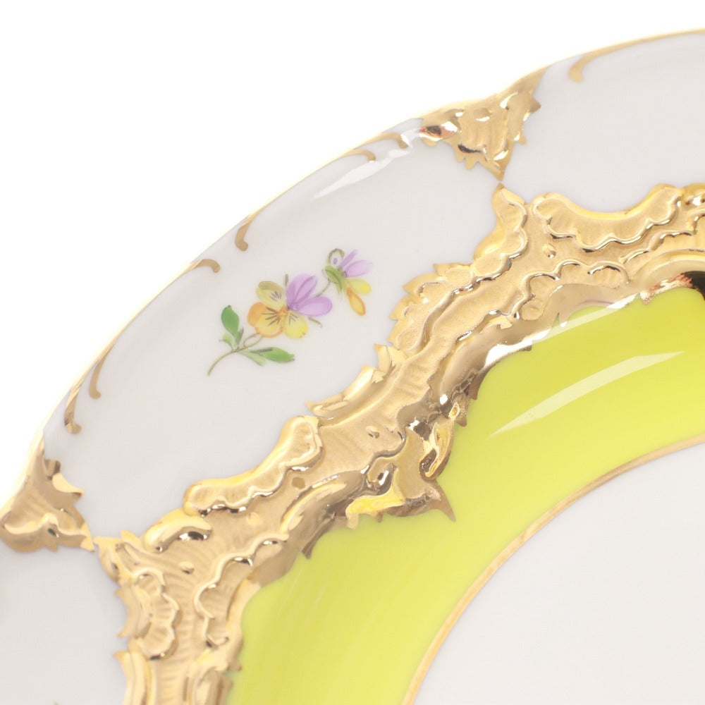 ■ Meissen マイセン プレート Bフォーム 金彩 花柄 一級品 ホワイト ゴールド 箱付き