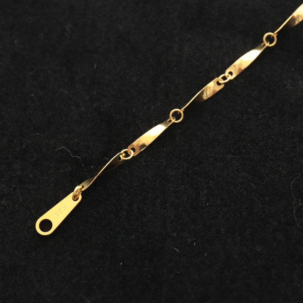 ■ Bracelet K24 Engraved Accessory Pure Gold 18.5cm 1.57g Women's Gold With Case Unused