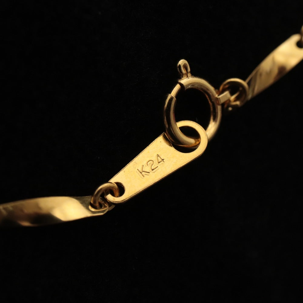 ■ Bracelet K24 Engraved Accessory Pure Gold 18.5cm 1.57g Women's Gold With Case Unused