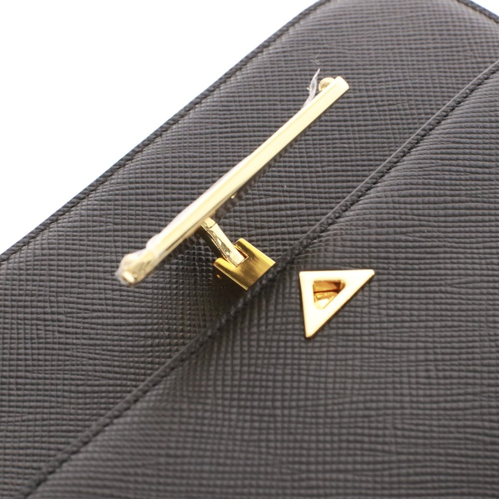 ■ PRADA プラダ サフィアーノレザー ショルダーバッグ 1BD320 鞄 トライアングルロゴ NERO レディース ブラック 付属品付き 未使用