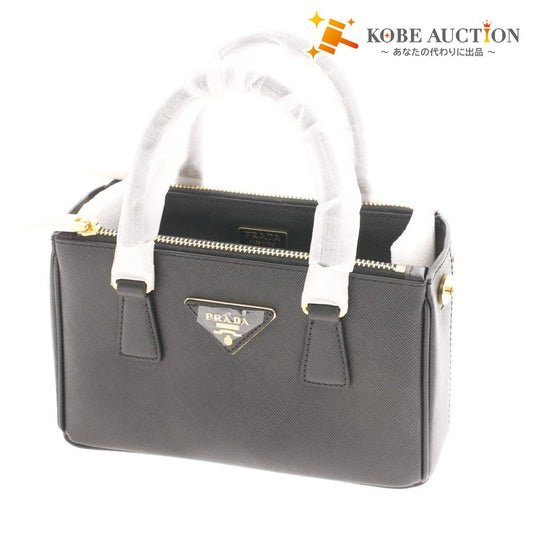 ■ PRADA プラダ ガレリア サフィアーノレザー ミニバッグ 1BA916 鞄 ショルダー 2way NERO レディース ブラック 付属品付き 未使用