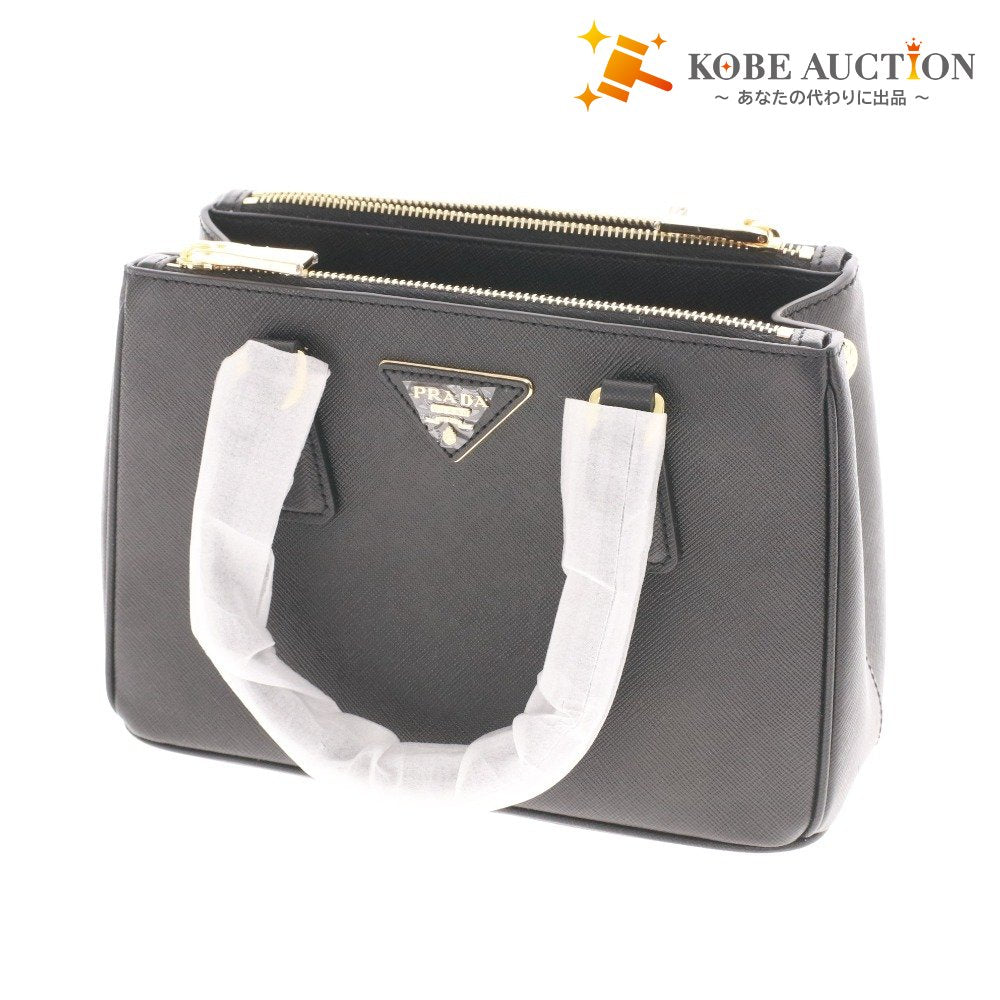 ■ PRADA プラダ ガレリア サフィアーノレザー スモールバッグ 1BA896 鞄 ショルダー 2way NERO レディース ブラック 付属品付き未使用