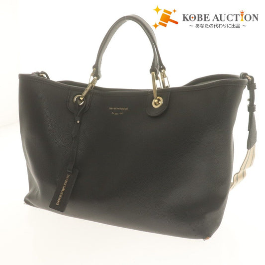 ■ EMPORIO ARMANI エンポリオアルマーニ ハンド ショルダーバッグ 鞄 2Way メンズ レディース ブラック 黒 ポーチ&袋付き