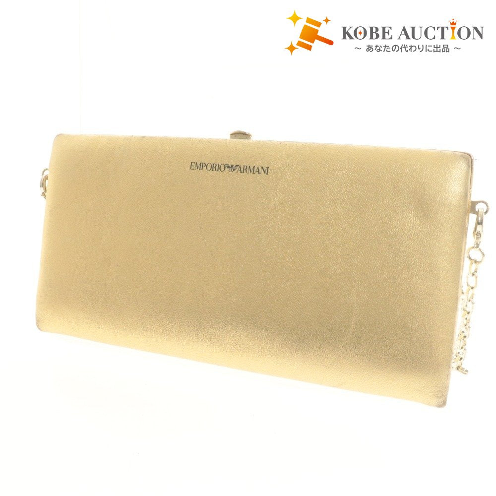 ■ EMPORIO ARMANI エンポリオアルマーニ 長財布 チェーン カード 札入れ レディース ゴールド