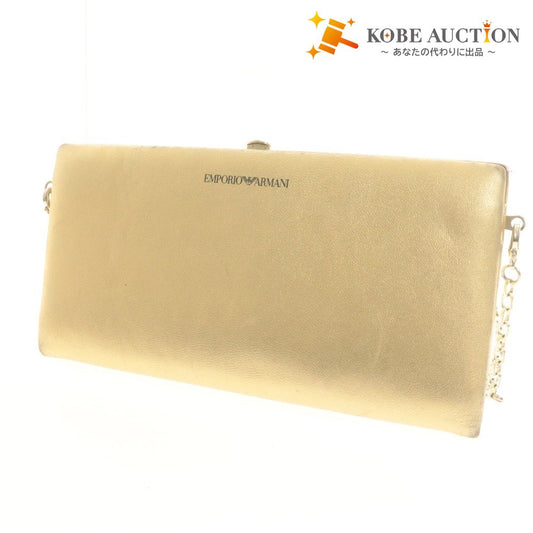 ■ EMPORIO ARMANI エンポリオアルマーニ 長財布 チェーン カード 札入れ レディース ゴールド