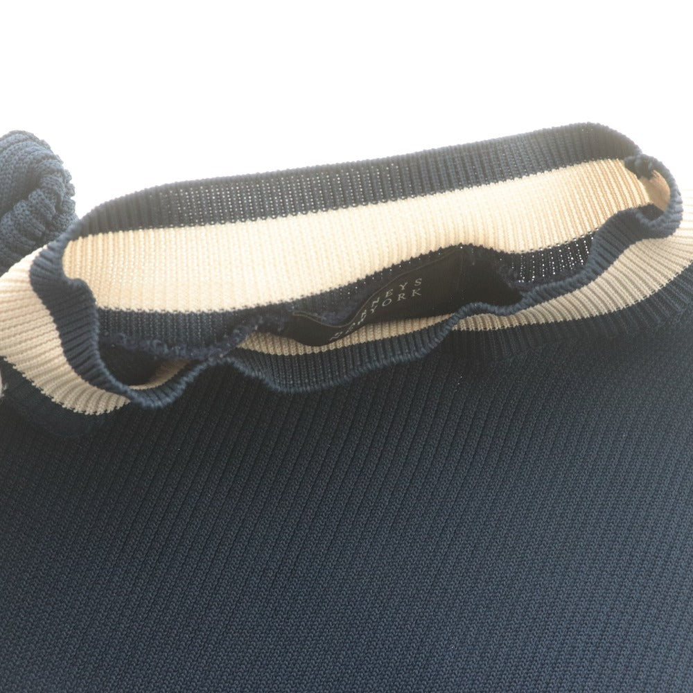 ■ BARNEYS NEWYORK バーニーズニューヨーク ロングワンピース ニット 長袖 トップス 日本製 レディース F (フリー) ネイビー ホワイト