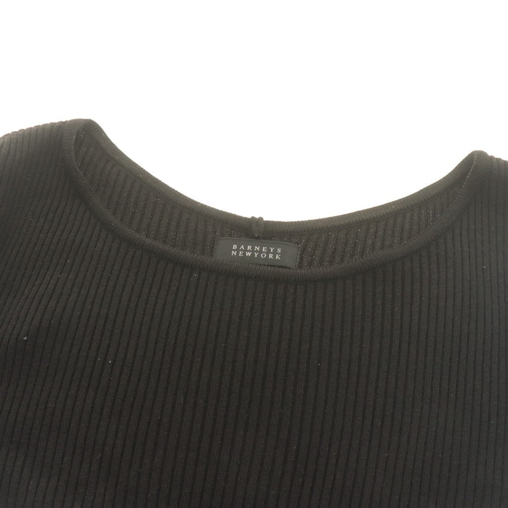 ■ バーニーズ・ニューヨーク ロングワンピース ニット 長袖 トップス 総柄 日本製 レディース 38 (M相当) ブラック ホワイト 白黒