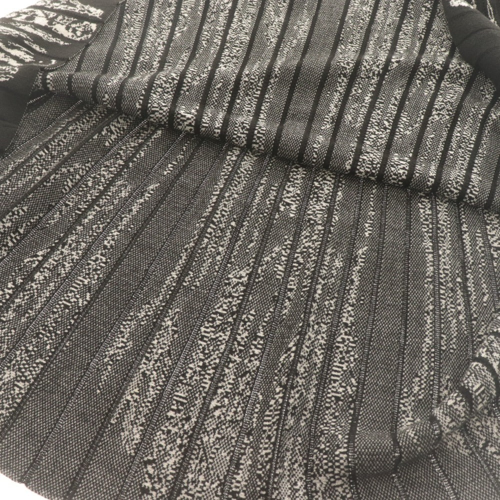 ■ バーニーズ・ニューヨーク ロングワンピース ニット 長袖 トップス 総柄 日本製 レディース 38 (M相当) ブラック ホワイト 白黒