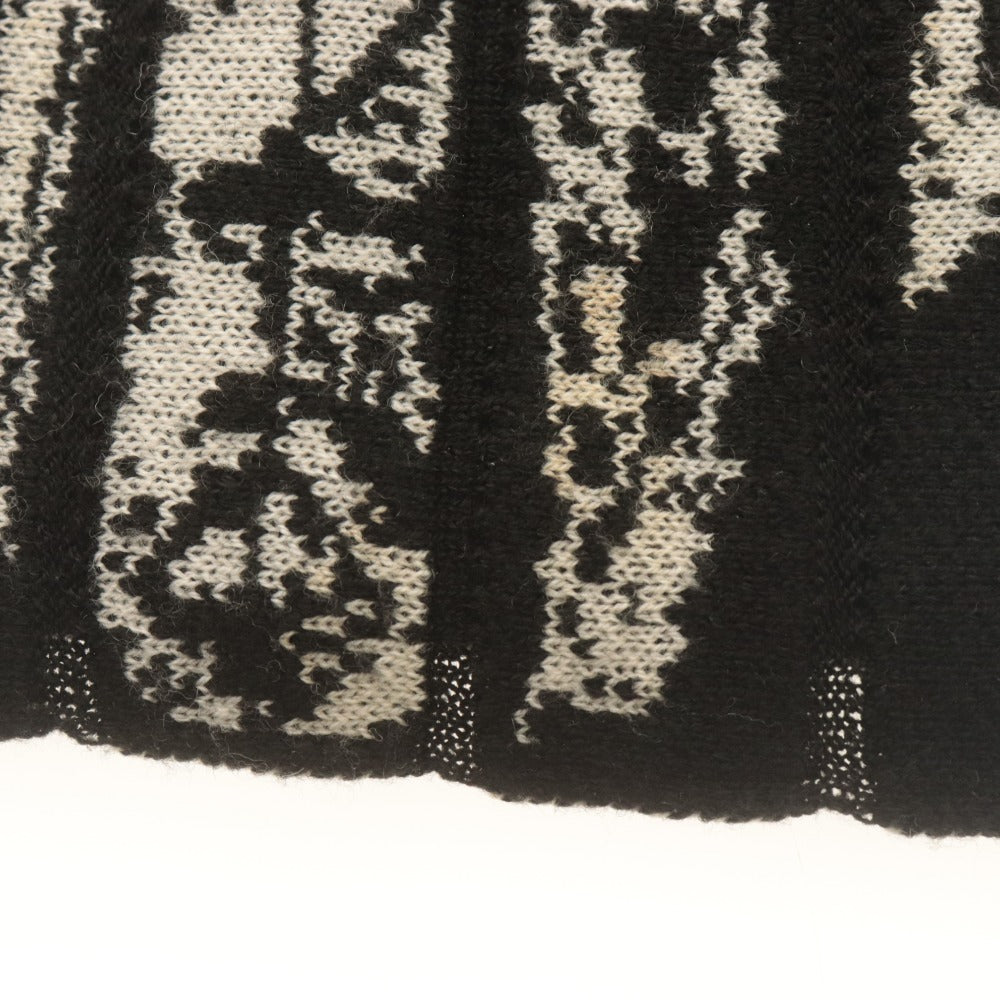 ■ バーニーズ・ニューヨーク ロングワンピース ニット 長袖 トップス 総柄 日本製 レディース 38 (M相当) ブラック ホワイト 白黒