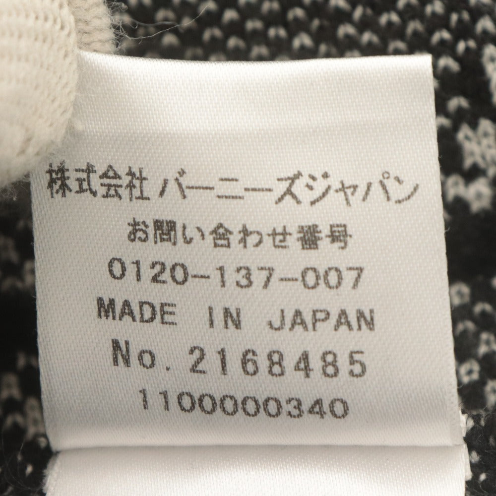 ■ バーニーズ・ニューヨーク ロングワンピース ニット 長袖 トップス 総柄 日本製 レディース 38 (M相当) ブラック ホワイト 白黒