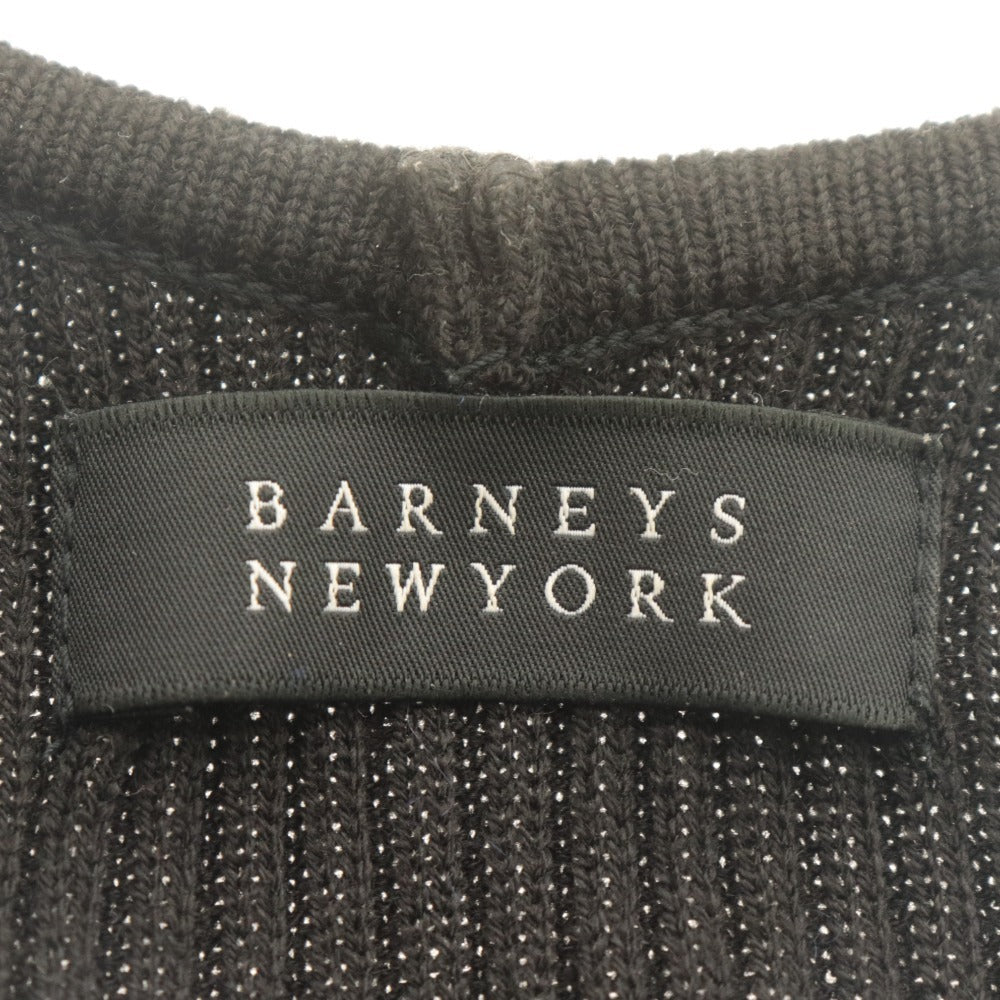 ■ バーニーズ・ニューヨーク ロングワンピース ニット 長袖 トップス 総柄 日本製 レディース 38 (M相当) ブラック ホワイト 白黒