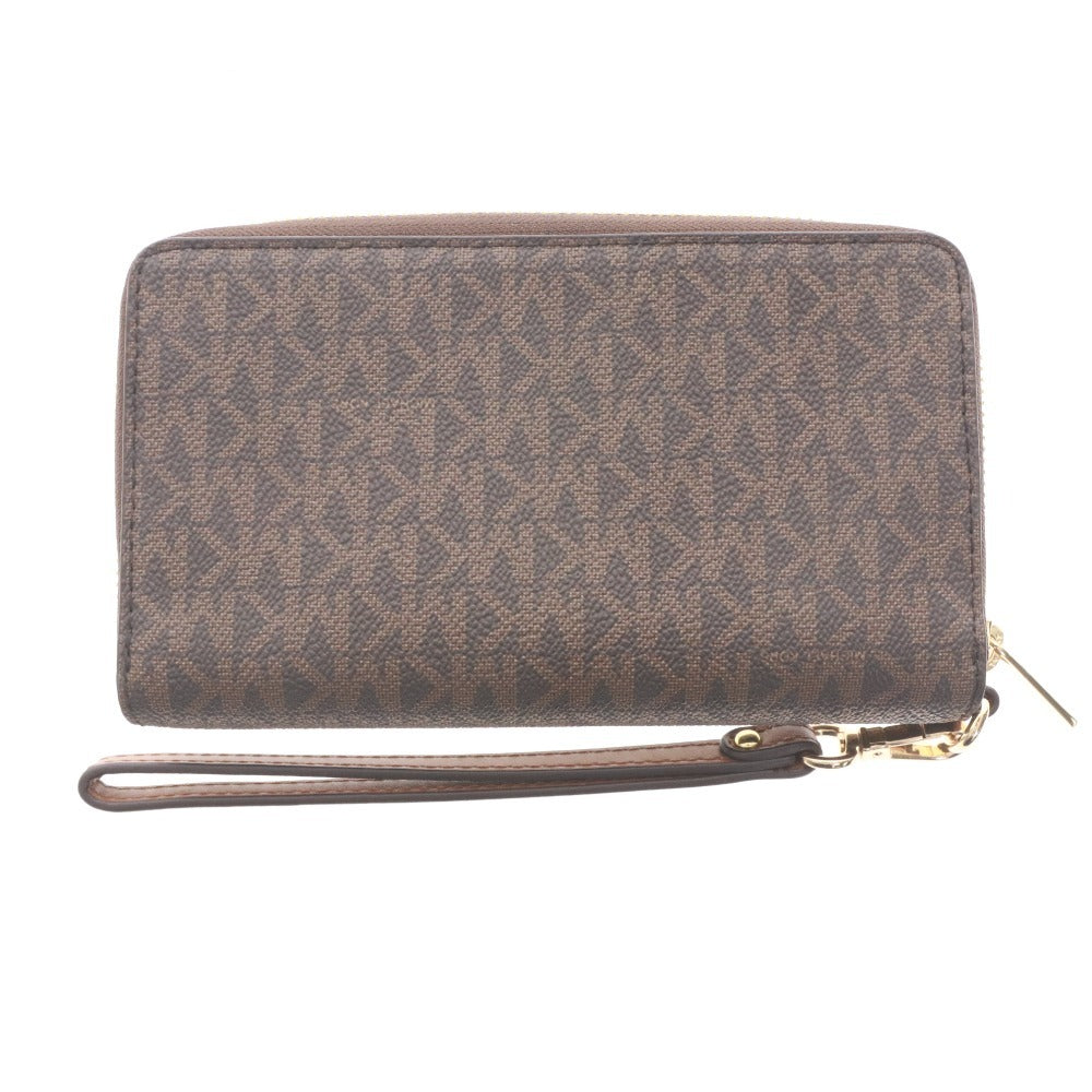 ■ Michael Kors long wallet, round zipper, logo, MK pattern, women's, brown