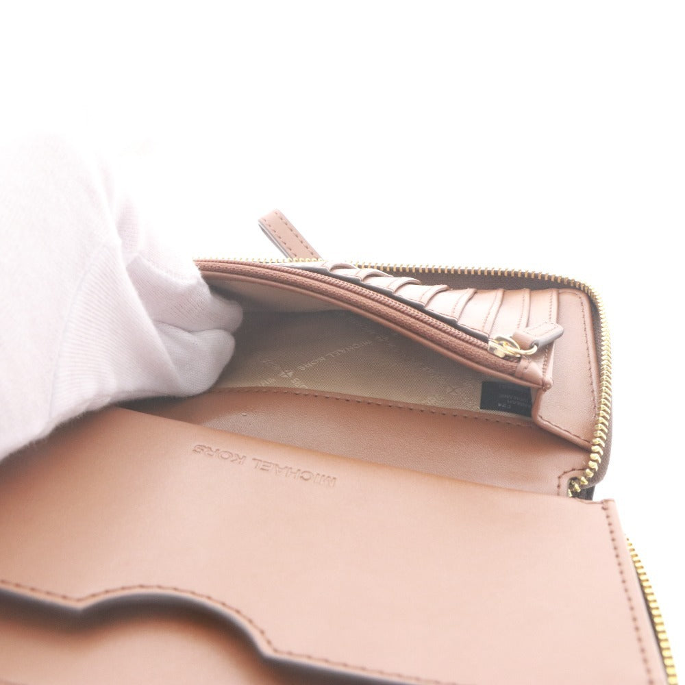 ■ Michael Kors long wallet, round zipper, logo, MK pattern, women's, brown