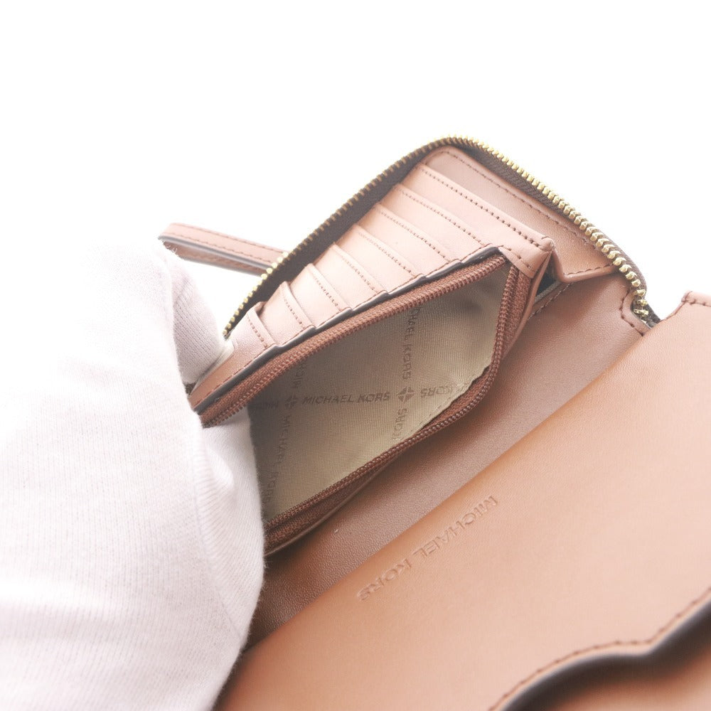 ■ Michael Kors long wallet, round zipper, logo, MK pattern, women's, brown