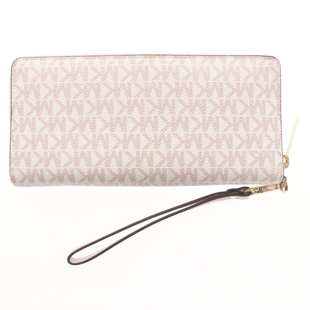 ■ Michael Kors Long Wallet, Zip-Around, Logo, MK Pattern, Women's, Pink, White