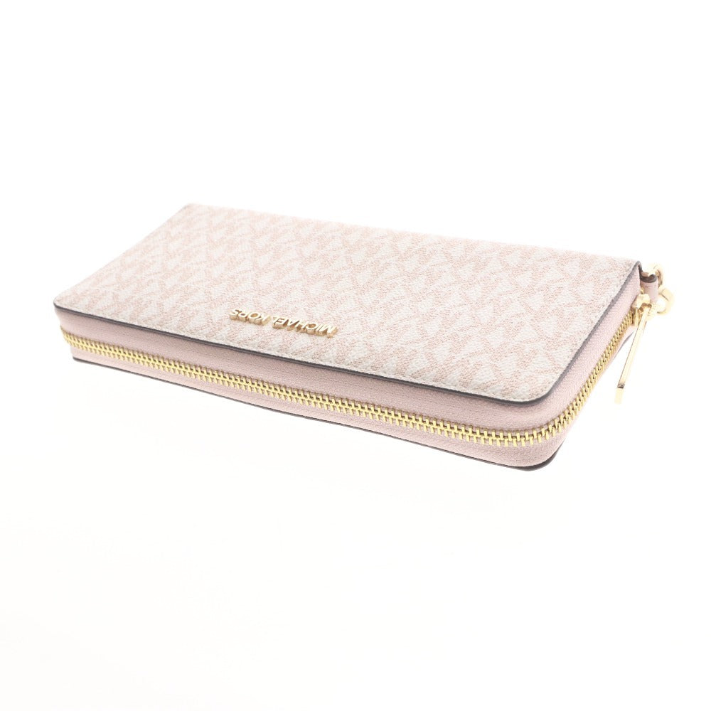 ■ Michael Kors Long Wallet, Zip-Around, Logo, MK Pattern, Women's, Pink, White