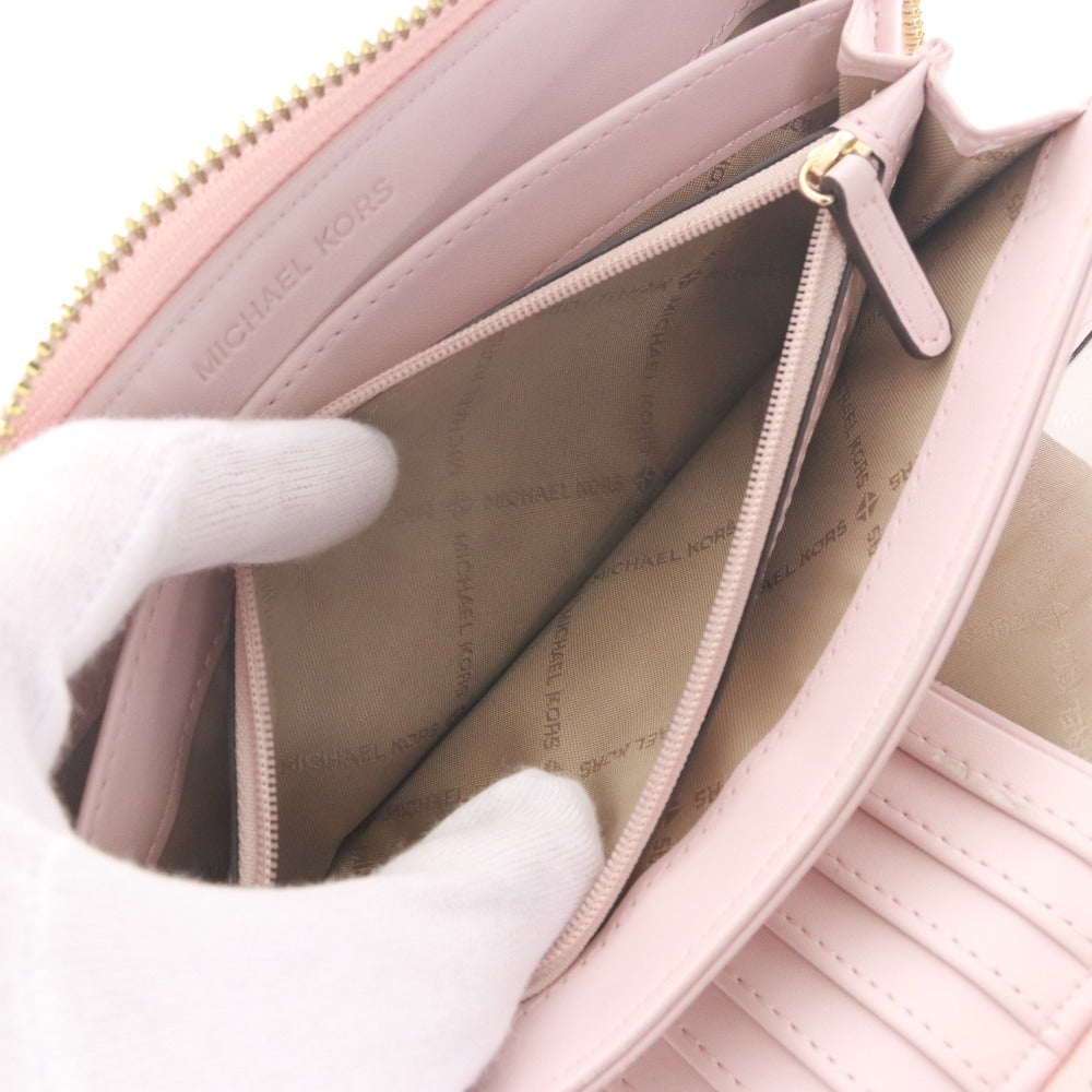 ■ Michael Kors Long Wallet, Zip-Around, Logo, MK Pattern, Women's, Pink, White