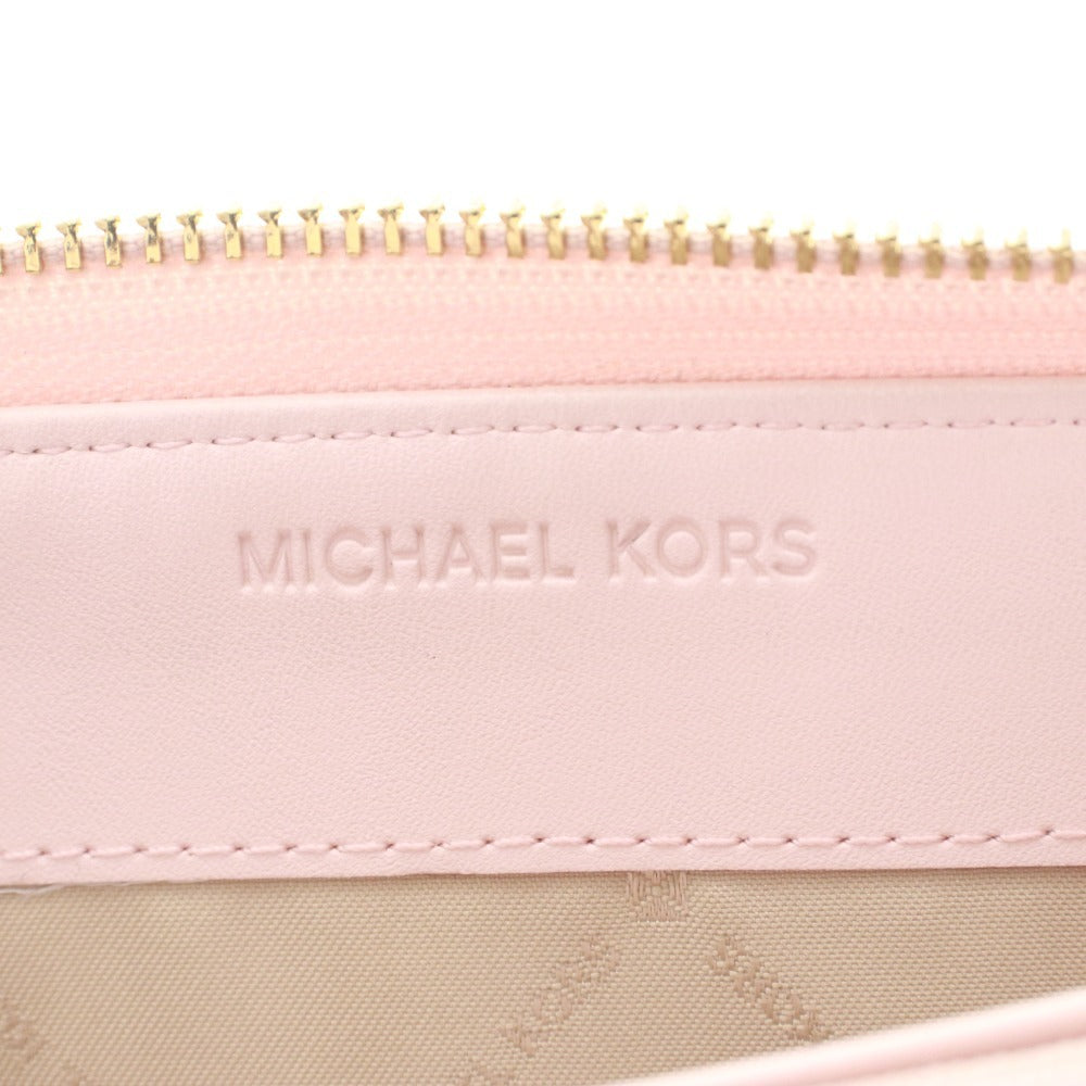 ■ Michael Kors Long Wallet, Zip-Around, Logo, MK Pattern, Women's, Pink, White