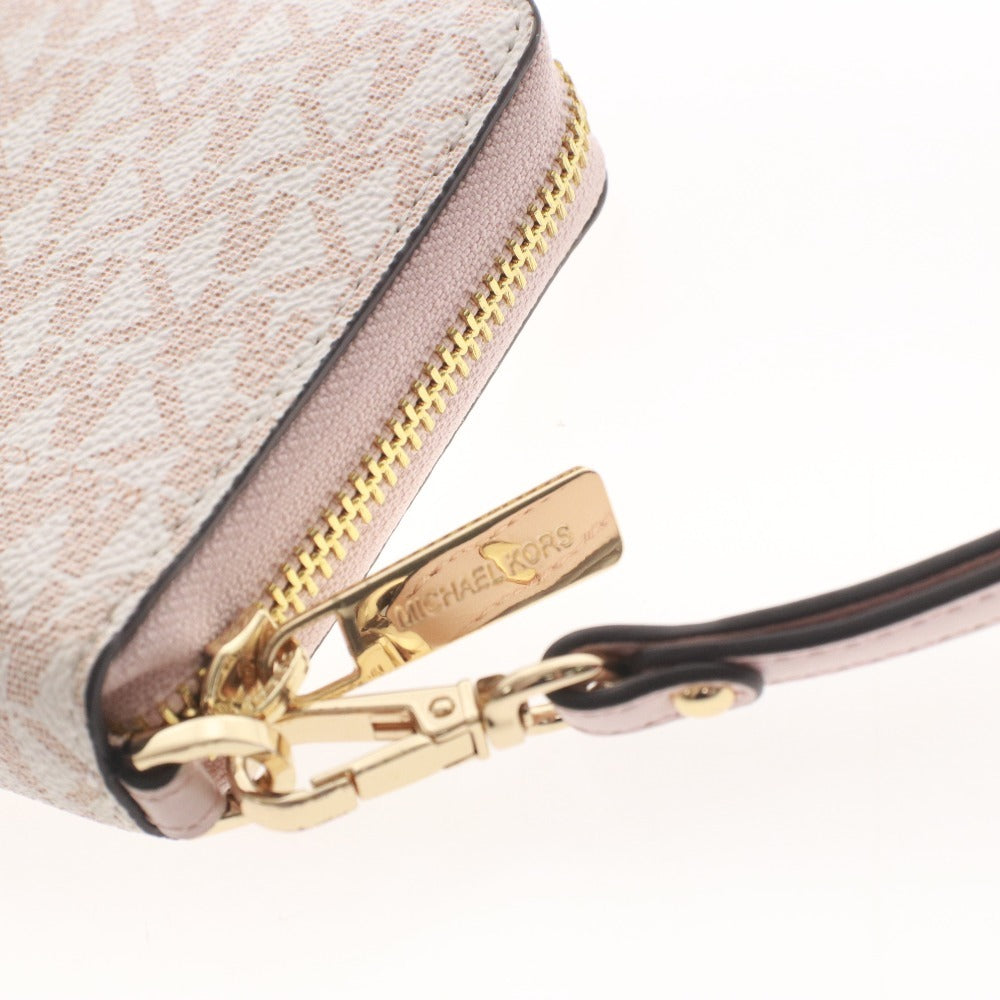 ■ Michael Kors Long Wallet, Zip-Around, Logo, MK Pattern, Women's, Pink, White