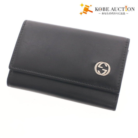 ■ グッチ キーケース 6連 インターロッキングG 小物 メンズ レディース ブラック
