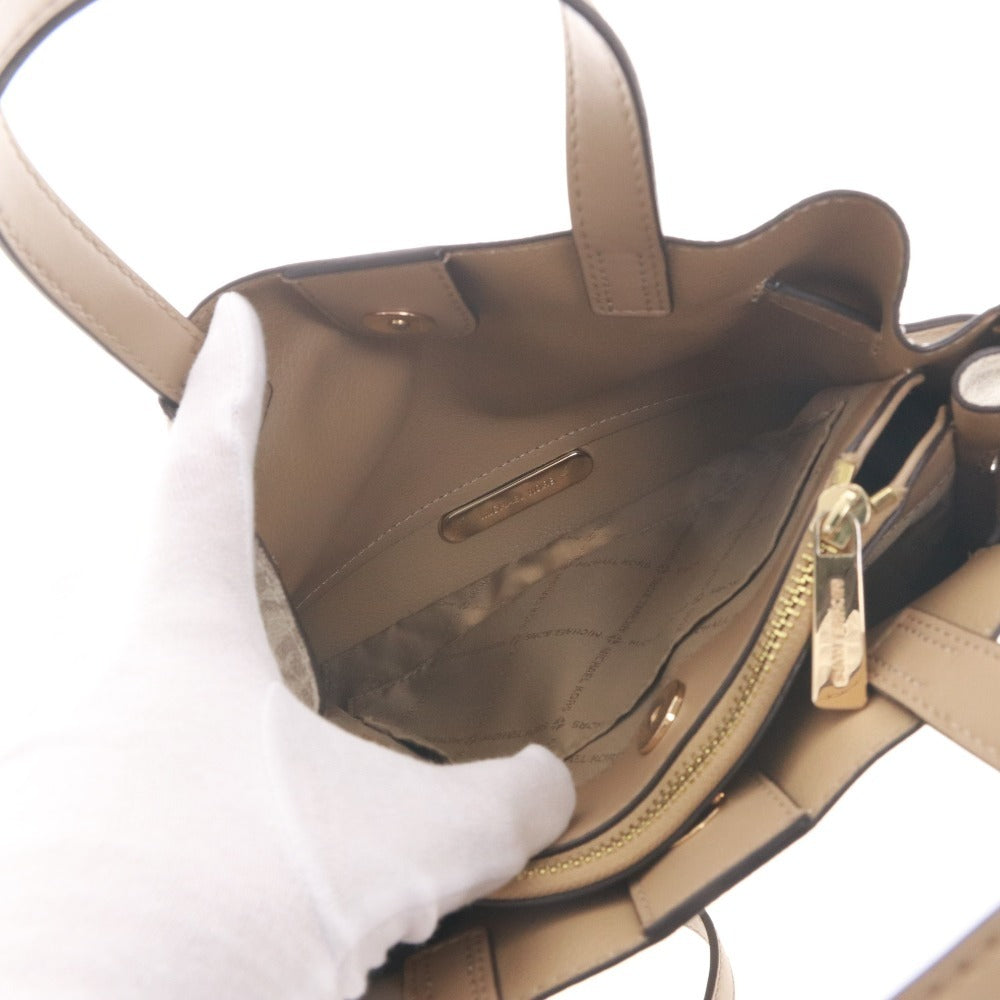 ■ マイケルコース エミリア サッチェル スモール ハンドバッグ ショルダーバッグ 鞄 ロゴ レディース ベージュ