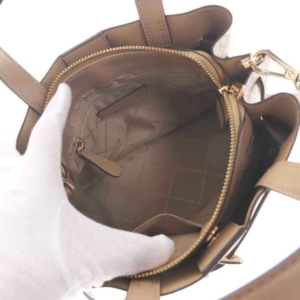 ■ マイケルコース エミリア サッチェル スモール ハンドバッグ ショルダーバッグ 鞄 ロゴ レディース ベージュ