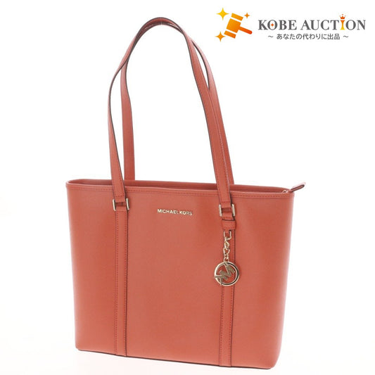 ■ マイケルコース トートバッグ 鞄 ロゴ MKチャーム レディース オレンジ