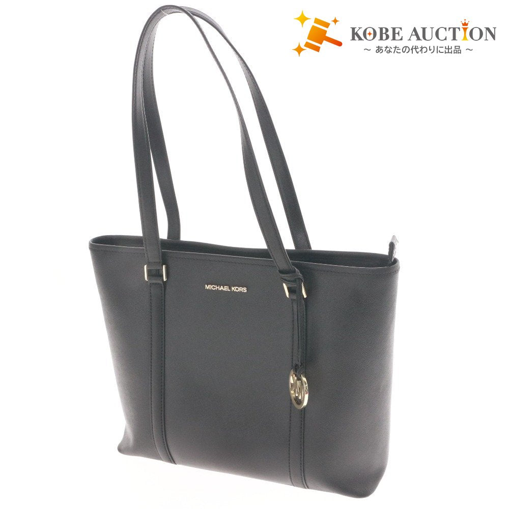 ■ Michael Kors Tote Bag with Logo MK Charm, Women's, Black