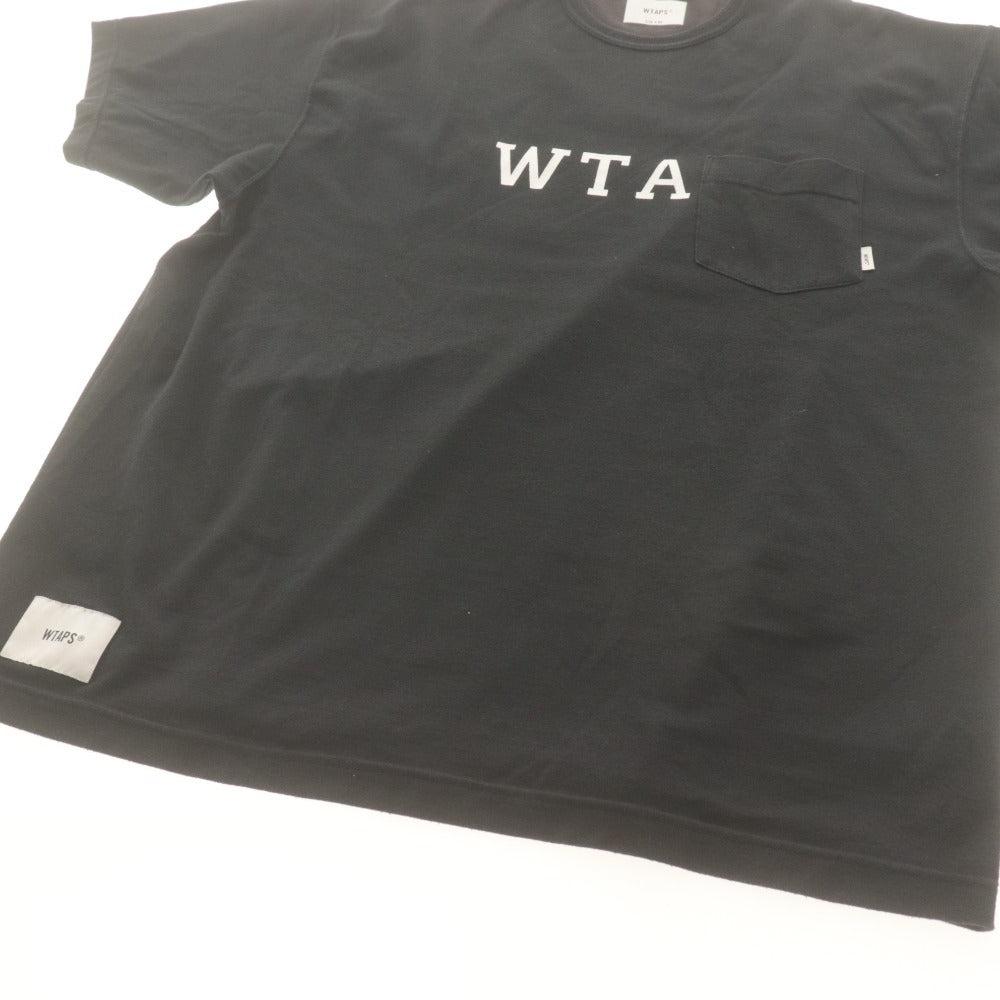 ■ WTAPS ダブルタップス Tシャツ 半袖 トップス ポケット プリント メンズ XL ブラック