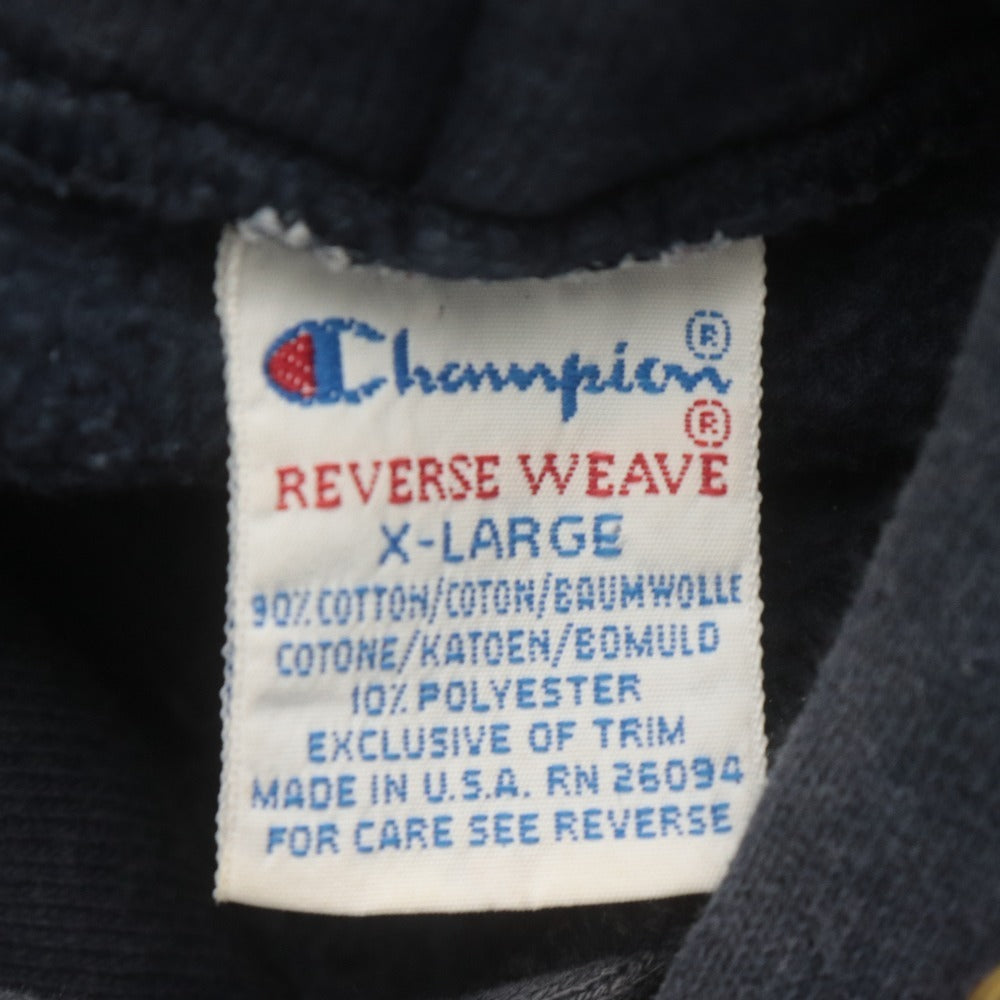 ■ Champion チャンピオン パーカー 長袖 トップス リバースウィーブ 90‘s 刺繍タグ USA製 ヴィンテージ フーディ メンズ XL ネイビー