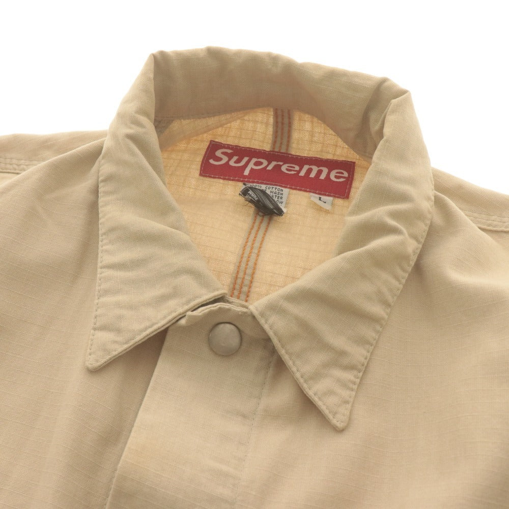 ■ Supreme シュプリーム カバーオール ジャケット 長袖 アウター 初期 ネームタグ コットン メンズ L ベージュ