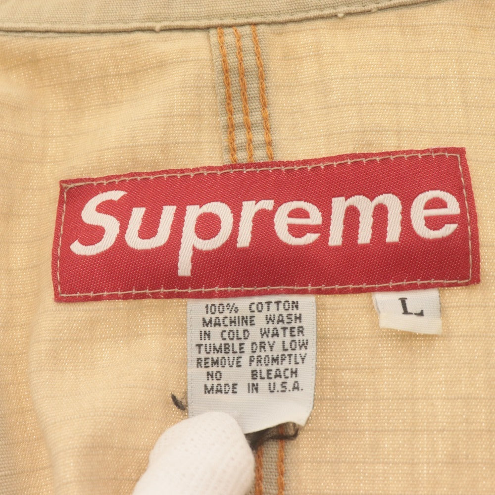 ■ Supreme シュプリーム カバーオール ジャケット 長袖 アウター 初期 ネームタグ コットン メンズ L ベージュ