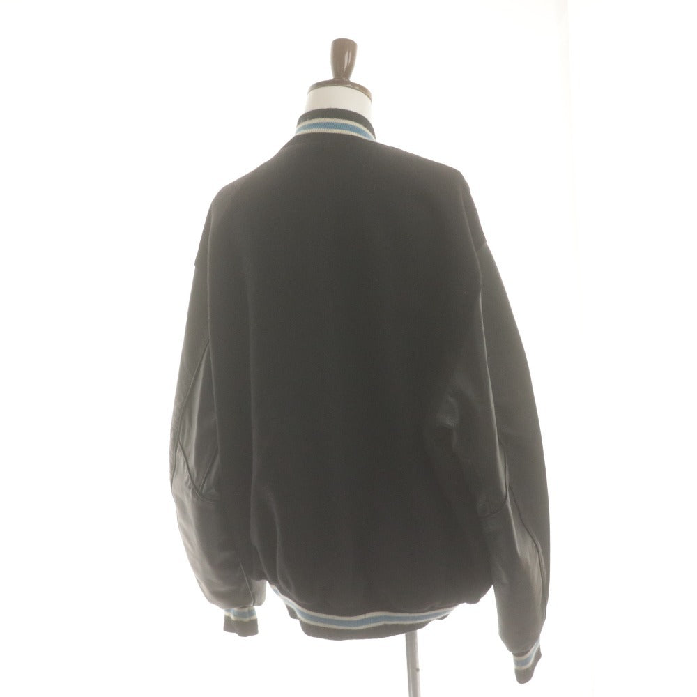 ■ DeLONG デロング スタジアムジャンパー スタジャン 長袖 アウター 袖レザー ヴィンテージ メンズ 3XL LONG ブラック