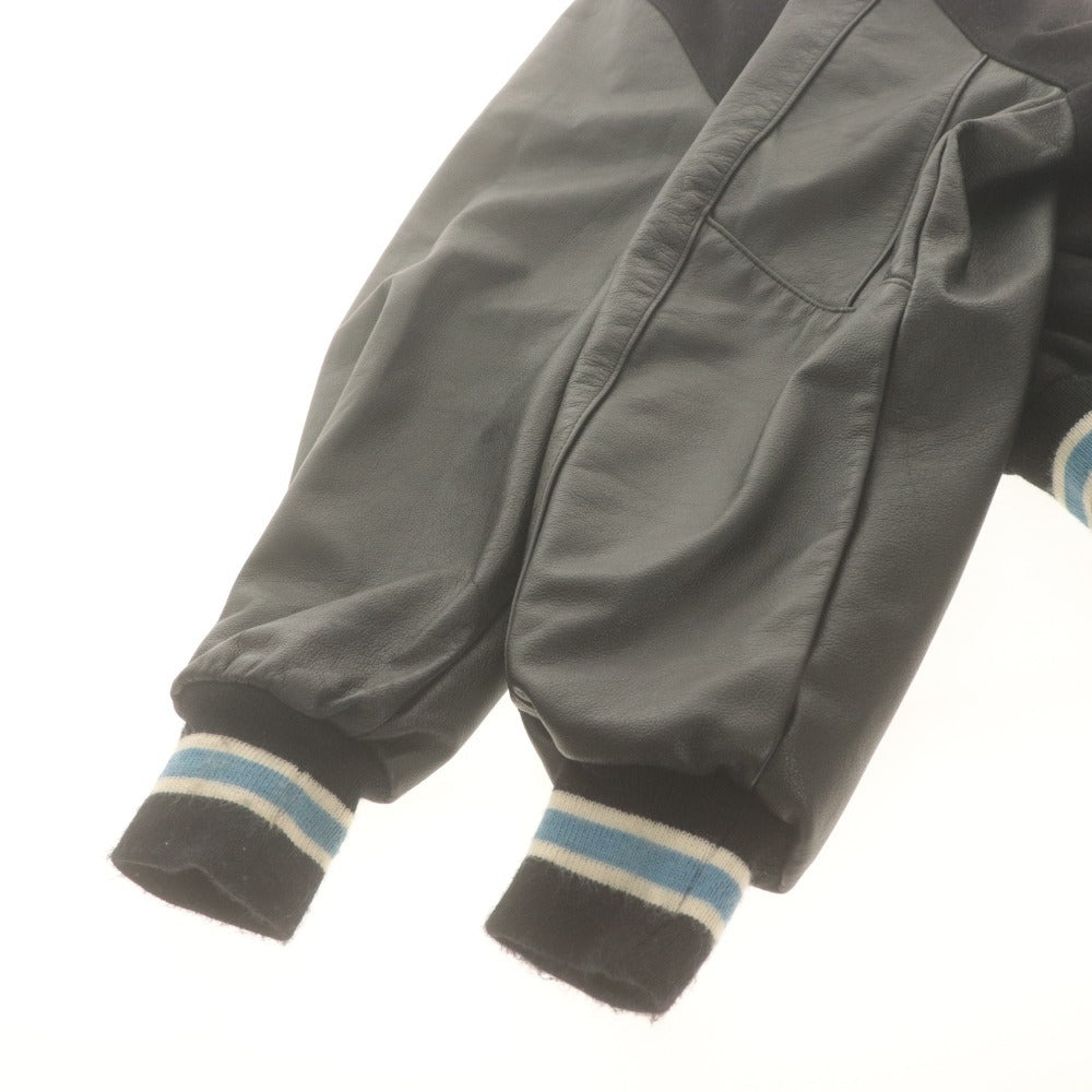 ■ DeLONG デロング スタジアムジャンパー スタジャン 長袖 アウター 袖レザー ヴィンテージ メンズ 3XL LONG ブラック