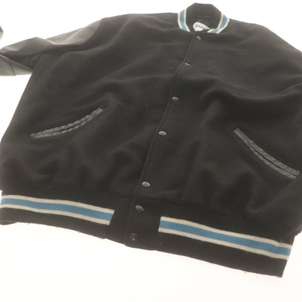 ■ DeLONG デロング スタジアムジャンパー スタジャン 長袖 アウター 袖レザー ヴィンテージ メンズ 3XL LONG ブラック