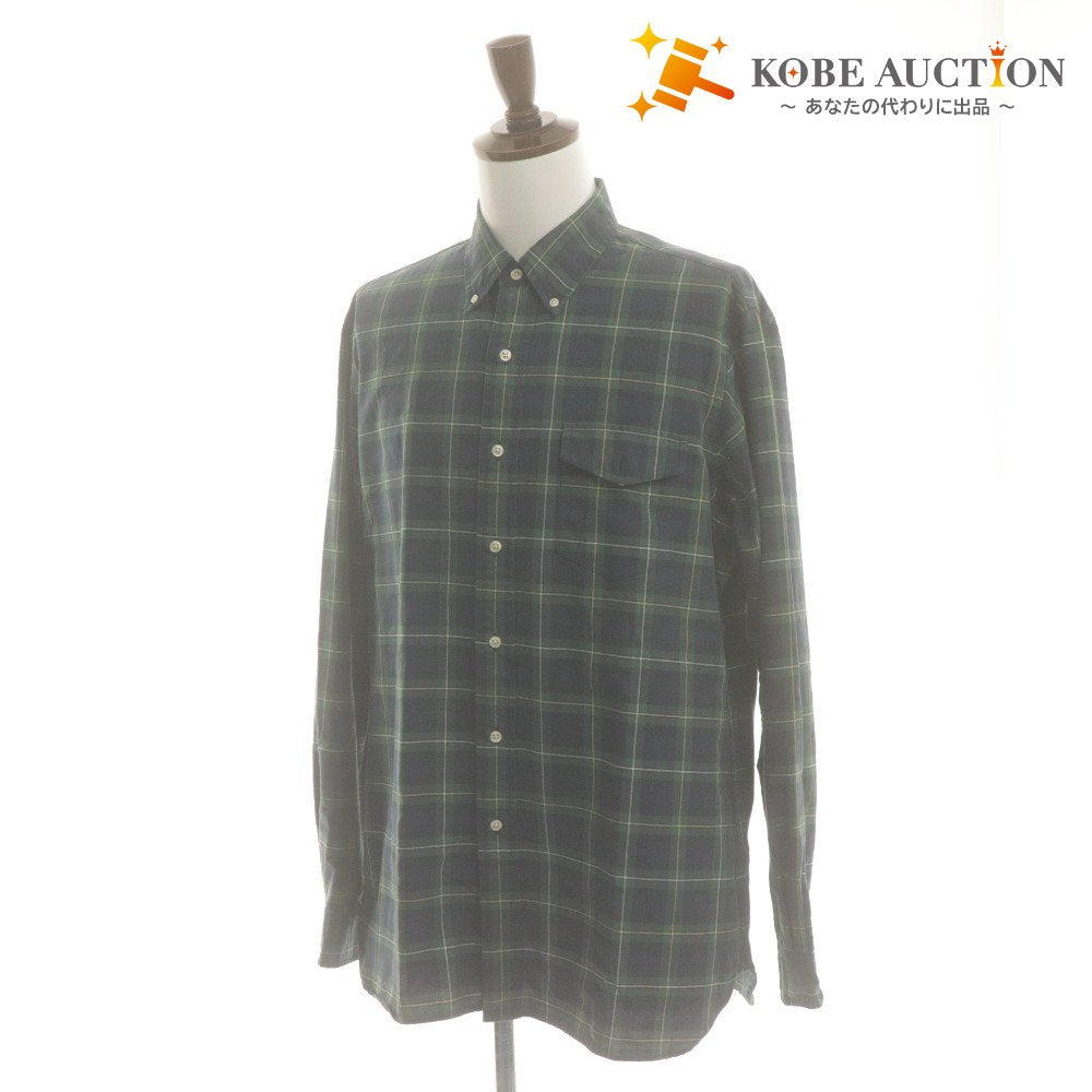 ■ RALPH LAUREN ラルフローレン チェックシャツ 長袖 トップス ブラックウォッチ ボタンダウン ポケット コットン メンズ L グリーン系