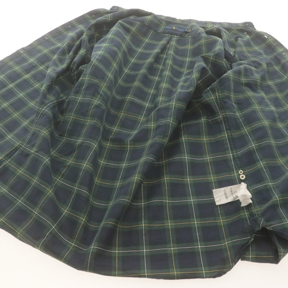 ■ RALPH LAUREN ラルフローレン チェックシャツ 長袖 トップス ブラックウォッチ ボタンダウン ポケット コットン メンズ L グリーン系