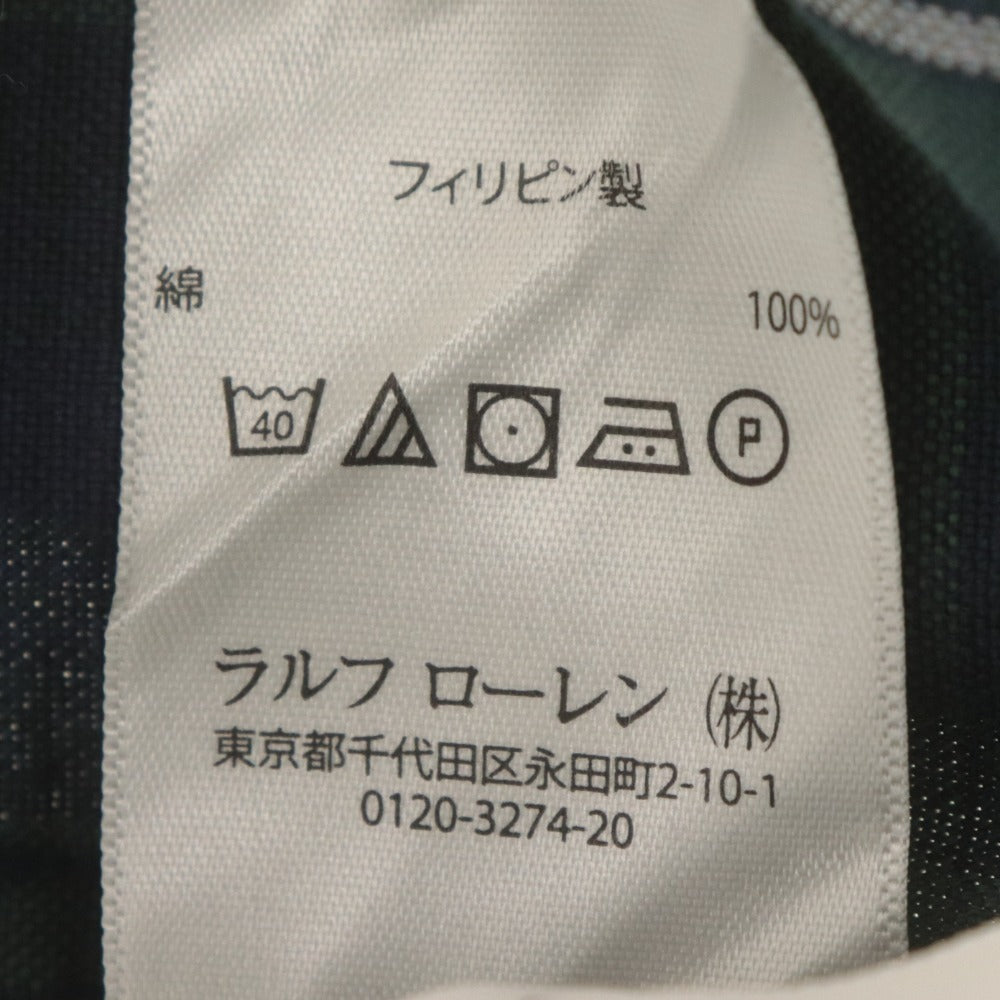 ■ RALPH LAUREN ラルフローレン チェックシャツ 長袖 トップス ブラックウォッチ ボタンダウン ポケット コットン メンズ L グリーン系