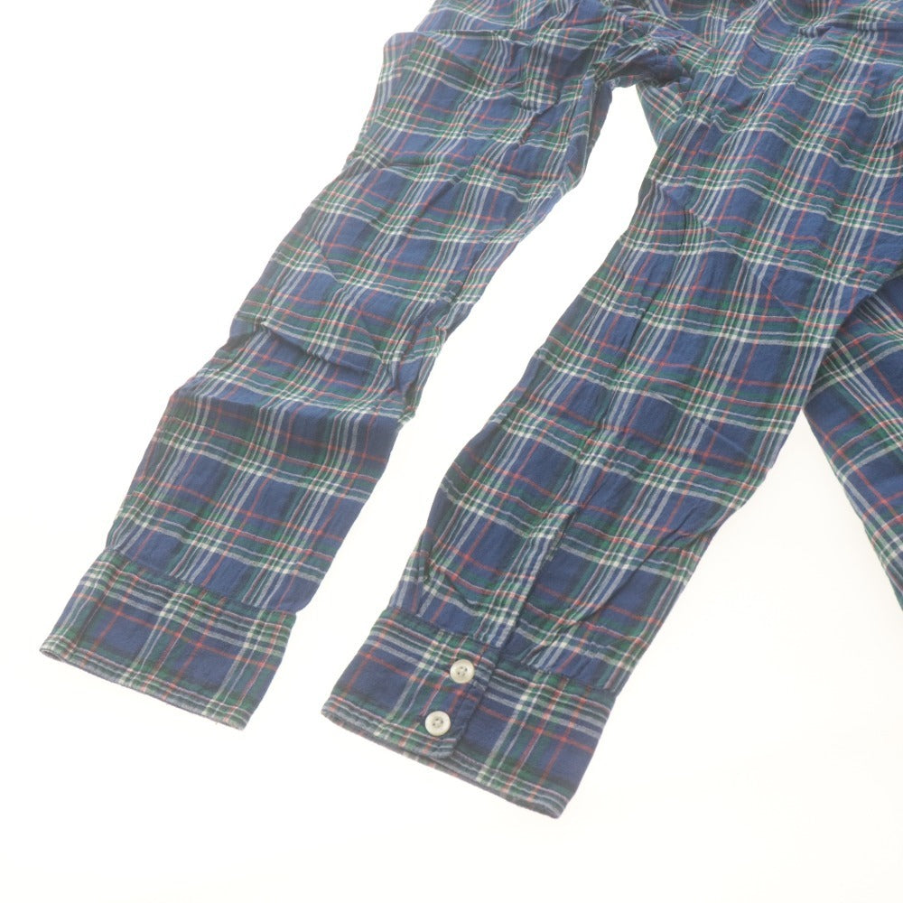■ STUSSY ステューシー チェックシャツ 長袖 トップス コットン 刺繍 胸ポケット メンズ XL ブルー系