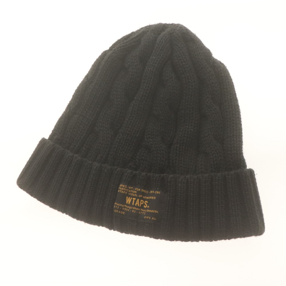 ■ WTAPS ダブルタップス ニットキャップ ニット帽 ビーニー 帽子パッチ COOLMAX メンズ F ブラック
