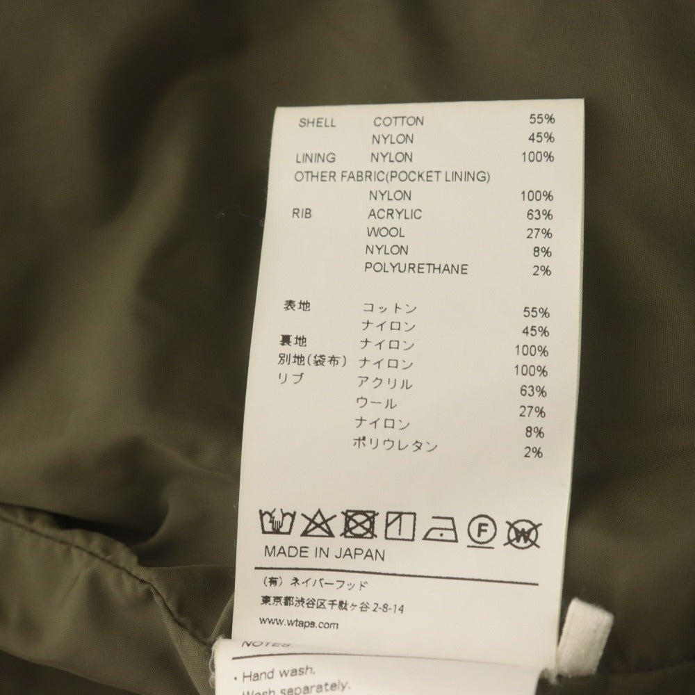 ■ WTAPS ダブルタップス ミリタリージャケット 長袖 アウター WFS ジップ ロゴタグ メンズ 03 （L相当）カーキ