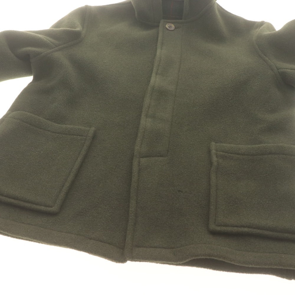 ■ MONTGOMERY Coat Jacket Long Sleeve Outerwear Checked Lining Wool Blend Fly Front Hooded Men's 42 (Equivalent to XL-XXL) Khaki