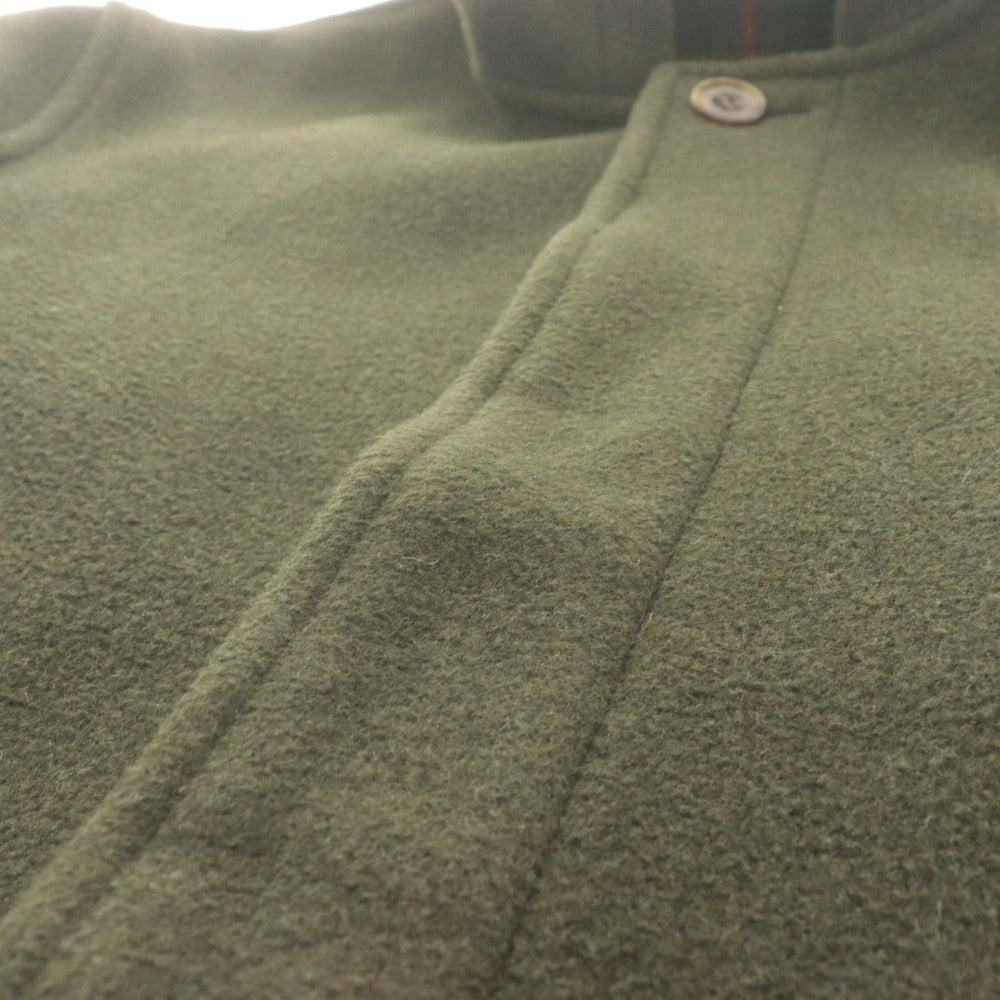 ■ MONTGOMERY Coat Jacket Long Sleeve Outerwear Checked Lining Wool Blend Fly Front Hooded Men's 42 (Equivalent to XL-XXL) Khaki