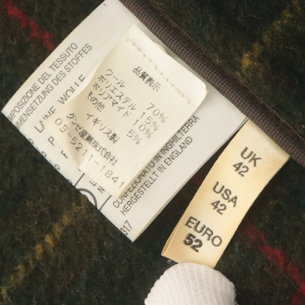 ■ MONTGOMERY Coat Jacket Long Sleeve Outerwear Checked Lining Wool Blend Fly Front Hooded Men's 42 (Equivalent to XL-XXL) Khaki