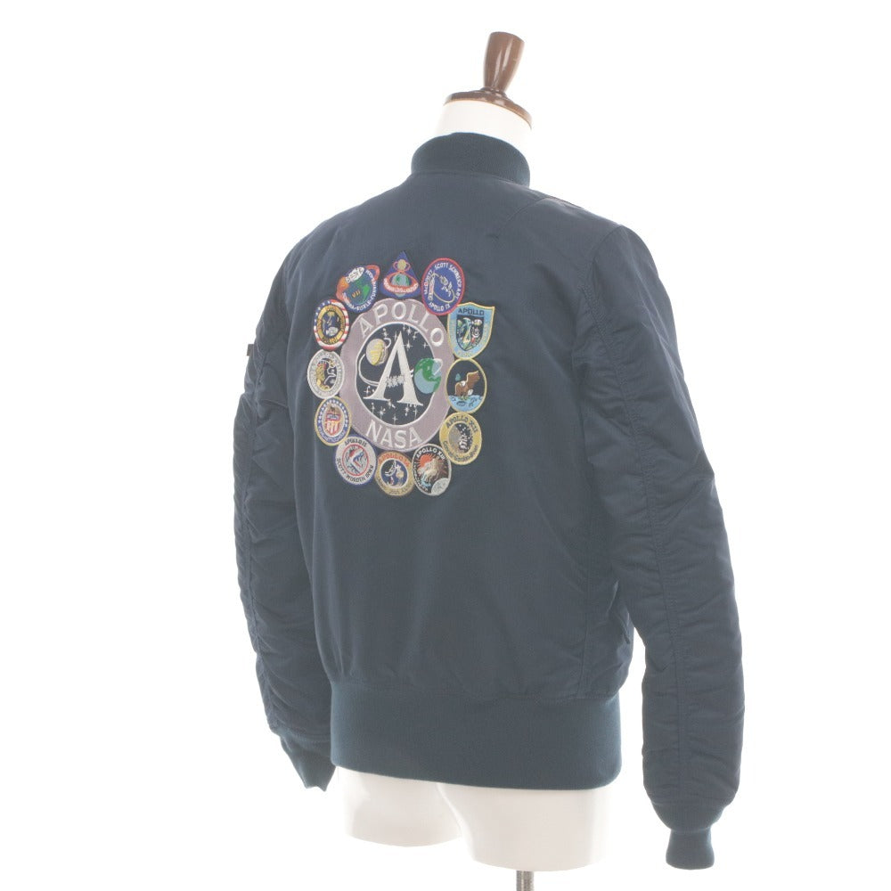 ■ ALPHA INDUSTRIES Down Jacket Outerwear Zipper Pockets NASA Patch Men's M Navy