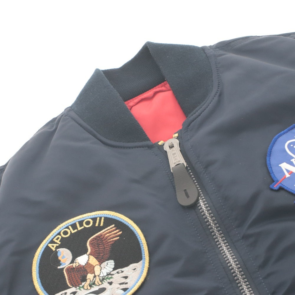 ■ ALPHA INDUSTRIES Down Jacket Outerwear Zipper Pockets NASA Patch Men's M Navy