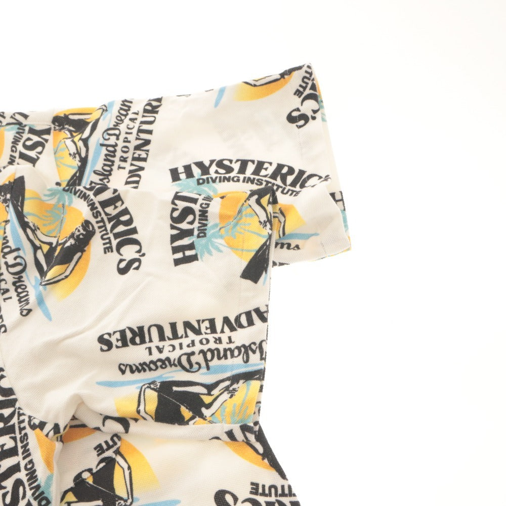 ■ HYSTERIC GLAMOUR Short Sleeve Shirt Top DIZZY & MILKY Button Collar All-Over Print Men's S White/Ivory
