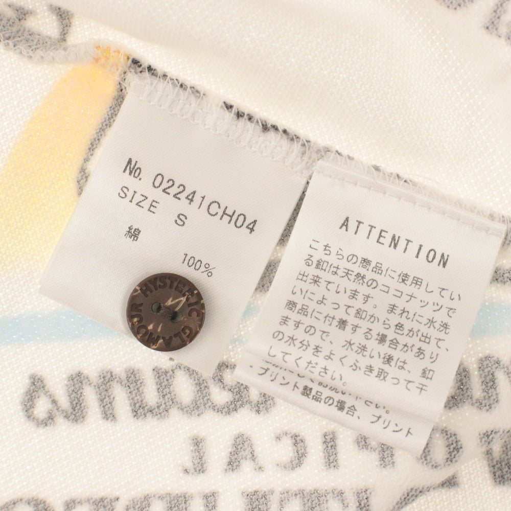 ■ HYSTERIC GLAMOUR Short Sleeve Shirt Top DIZZY & MILKY Button Collar All-Over Print Men's S White/Ivory