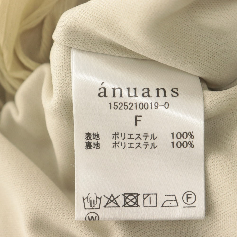 ■ anuans アニュアンス シフォンボリュームブラウス 長袖 トップス ハーフ レディース F (フリー) ベージュ系 付属品/タグ付き 未使用