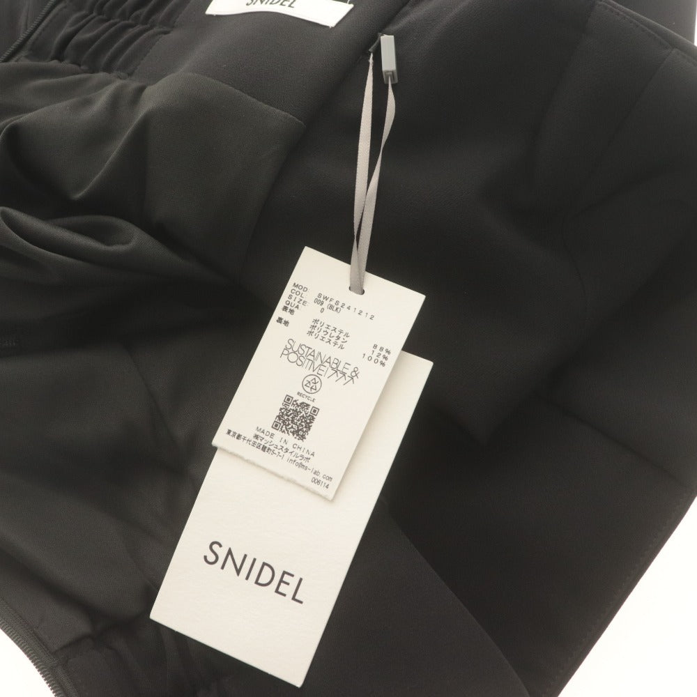 ■ SNIDEL スナイデル ロングスカート ボトムス Iラインシルエット スリット 無地 レディース 0 (S相当) ブラック 黒 タグ付き 未使用